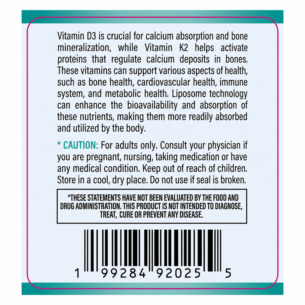 VAVITAS Vitamin D3 + K2 Softgels - 5000 IU D3, 100 mcg K2, 120 Count