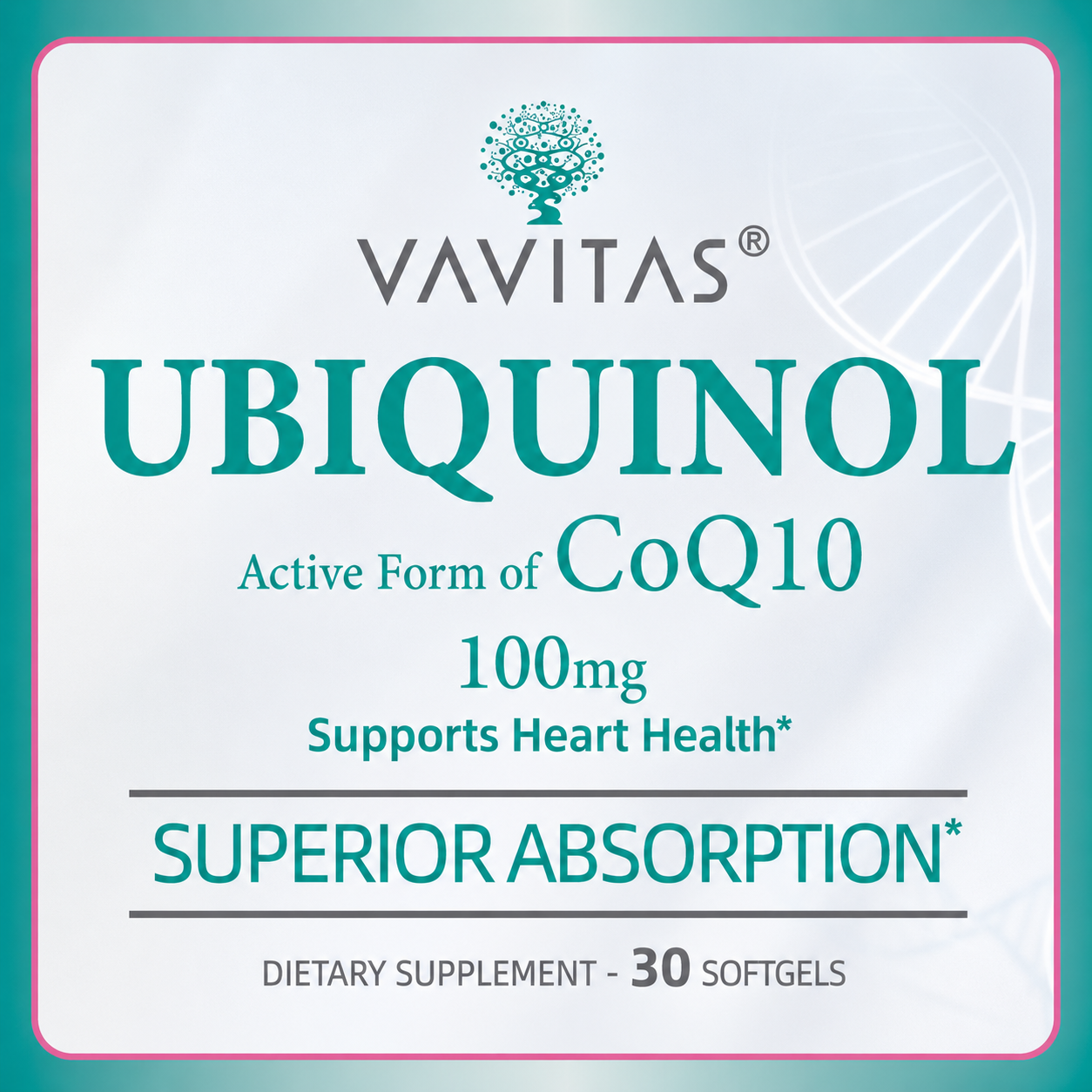 VAVITAS Ubiquinol 100mg Softgels - Active CoQ10, 30 Count